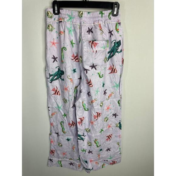 Hill House The Skylar Linen Pants in Sea Creature Women's MED NWT Nautical Beach - Picture 9 of 13